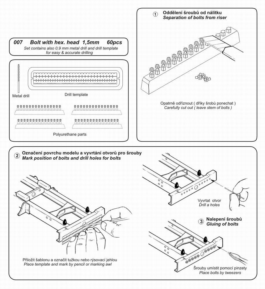 Schrauben mit Muttern, 1,5 mm Mit Bohrer