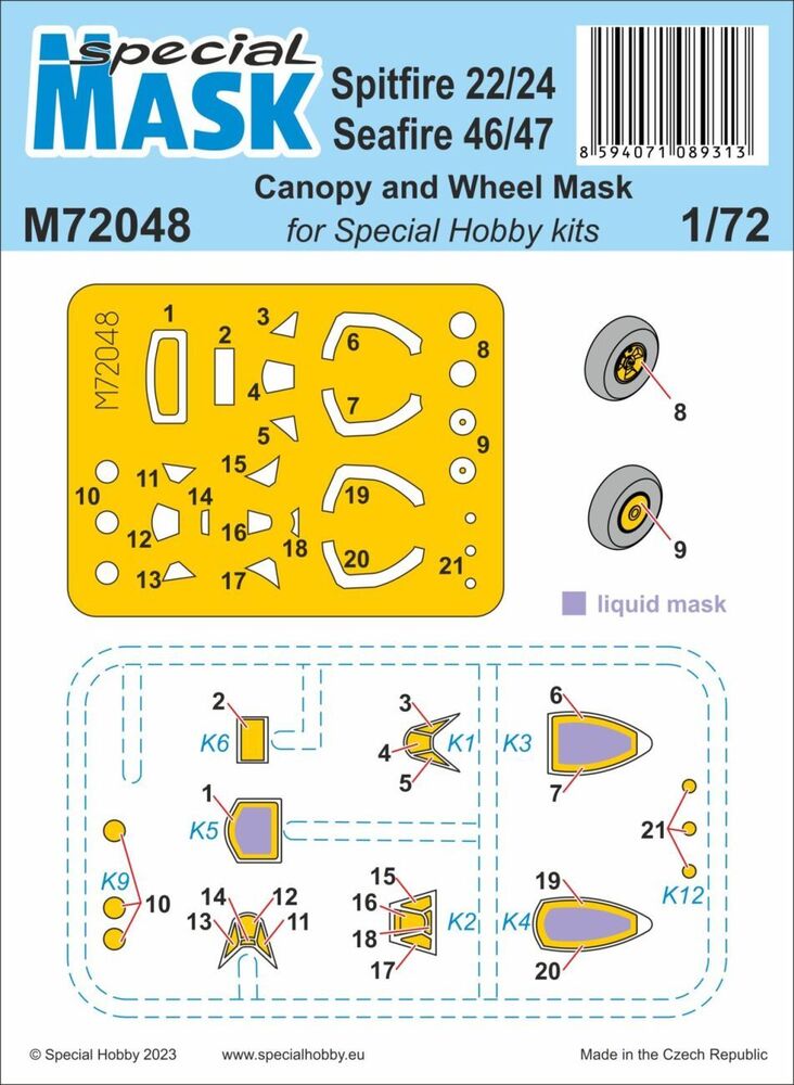 Spitfire Mk.22/24 and Seafire Mk.46/47 MASK 1/72