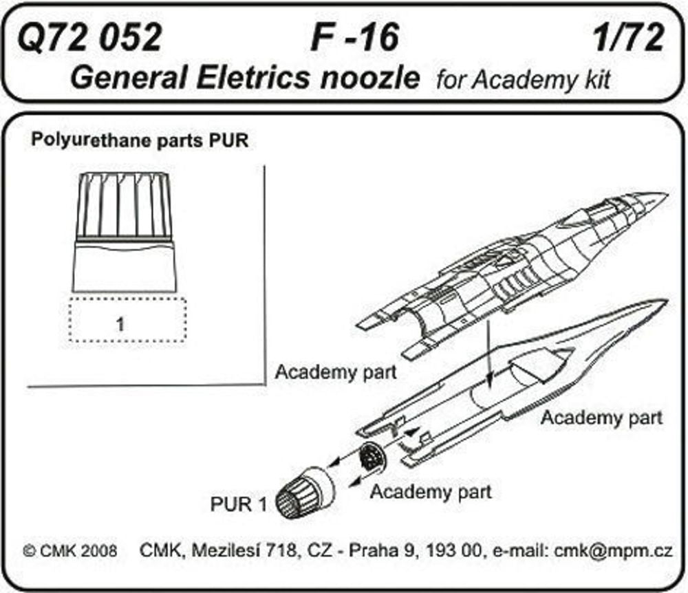 F-16 General Electric Exhaust Noozle f��r Academy Bausatz