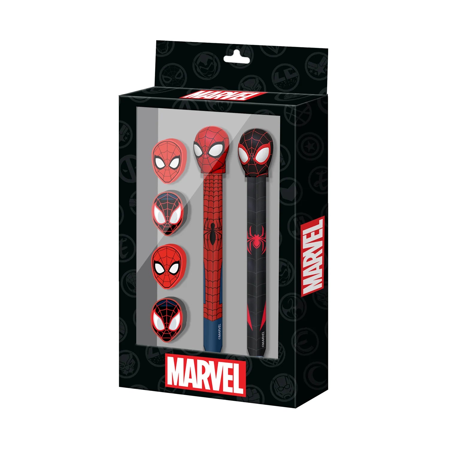 SPIDER-MAN - Set of 2 Pencils + 4 Erasers