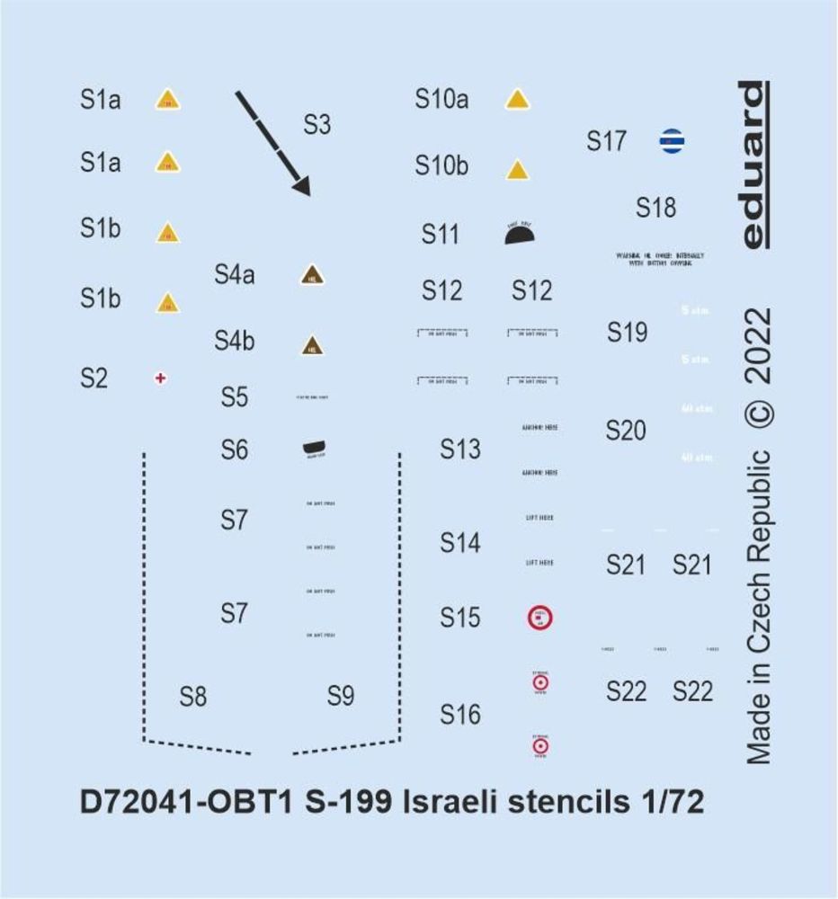 S-199 Israeli stencils 1/72