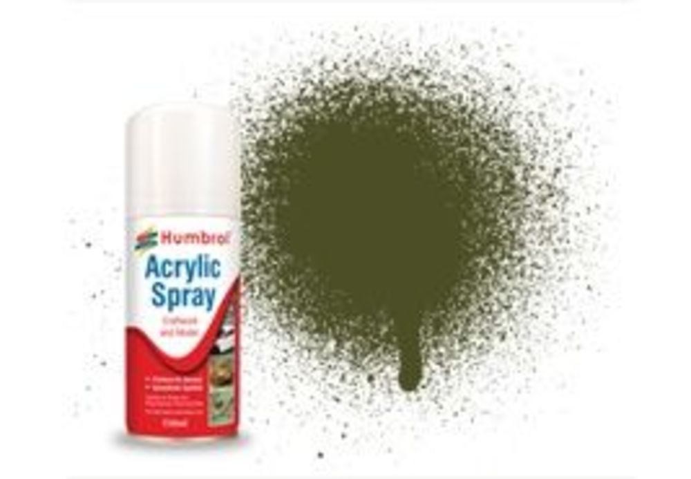 HUMBROL ACRYLIC HOBBY SPRAY 150ML No 155 Olive Drab Matt