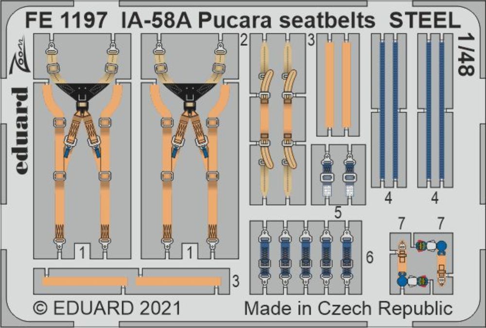 IA-58A Pucara seatbelts STEEL 1/48 for KINETIC