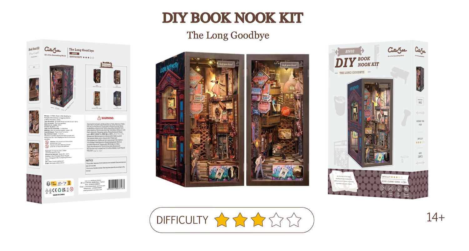 BOOK NOOK KIT - DIY - The Long Goodbye - 238pc + LED Light
