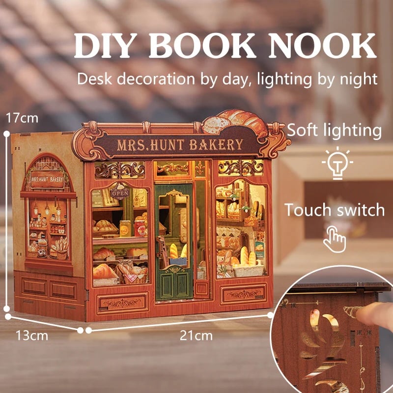 MINIATURE HOUSE - DIY - Mrs. Hunt Bakery - 216pc + LED Light