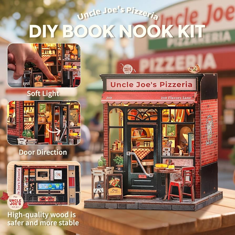 MINIATURE HOUSE - DIY- Uncle Joe's Pizzeria - 236pc + LED Light