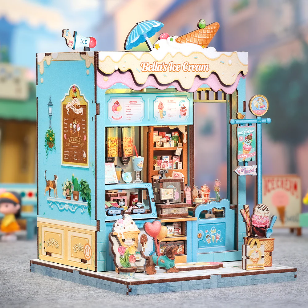MINIATURE HOUSE - DIY- Bella's Ice Cream - 225pc + LED Light