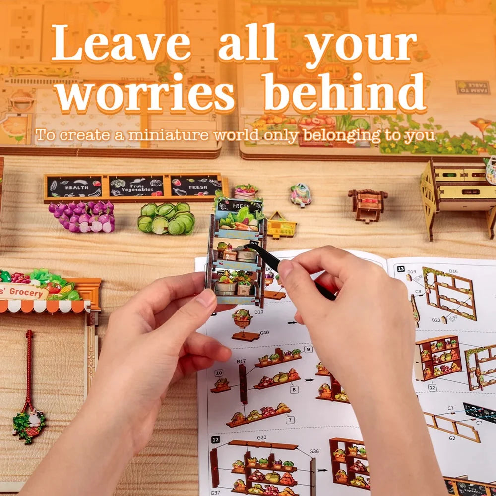 MINIATURE HOUSE - DIY- The Green's Grocery - 301pc + LED Light