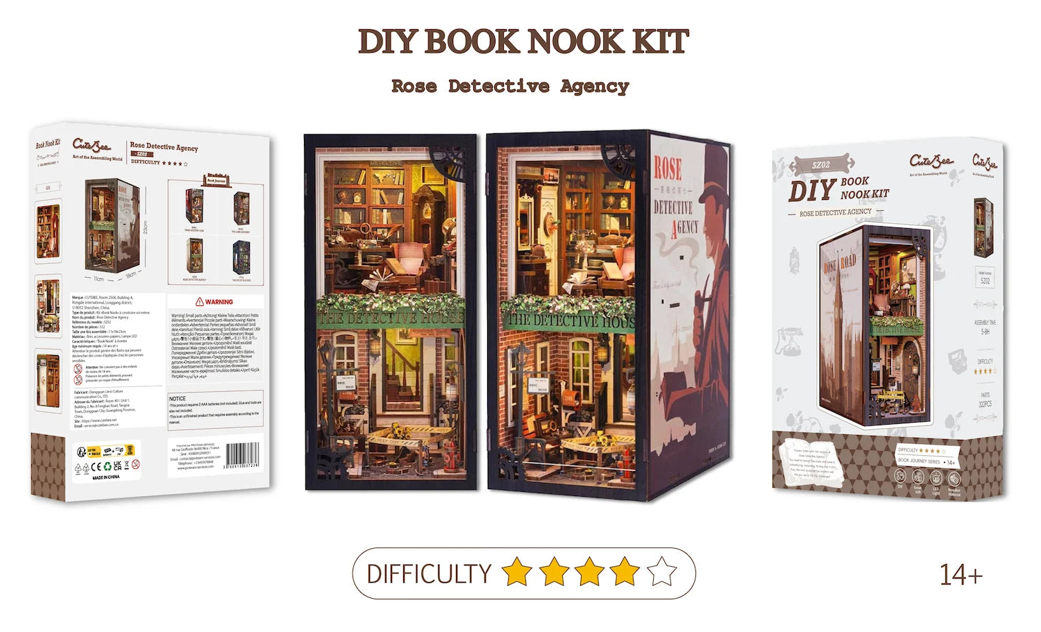 BOOK NOOK KIT - DIY - Rose Detective Agency - 322pc + LED Light