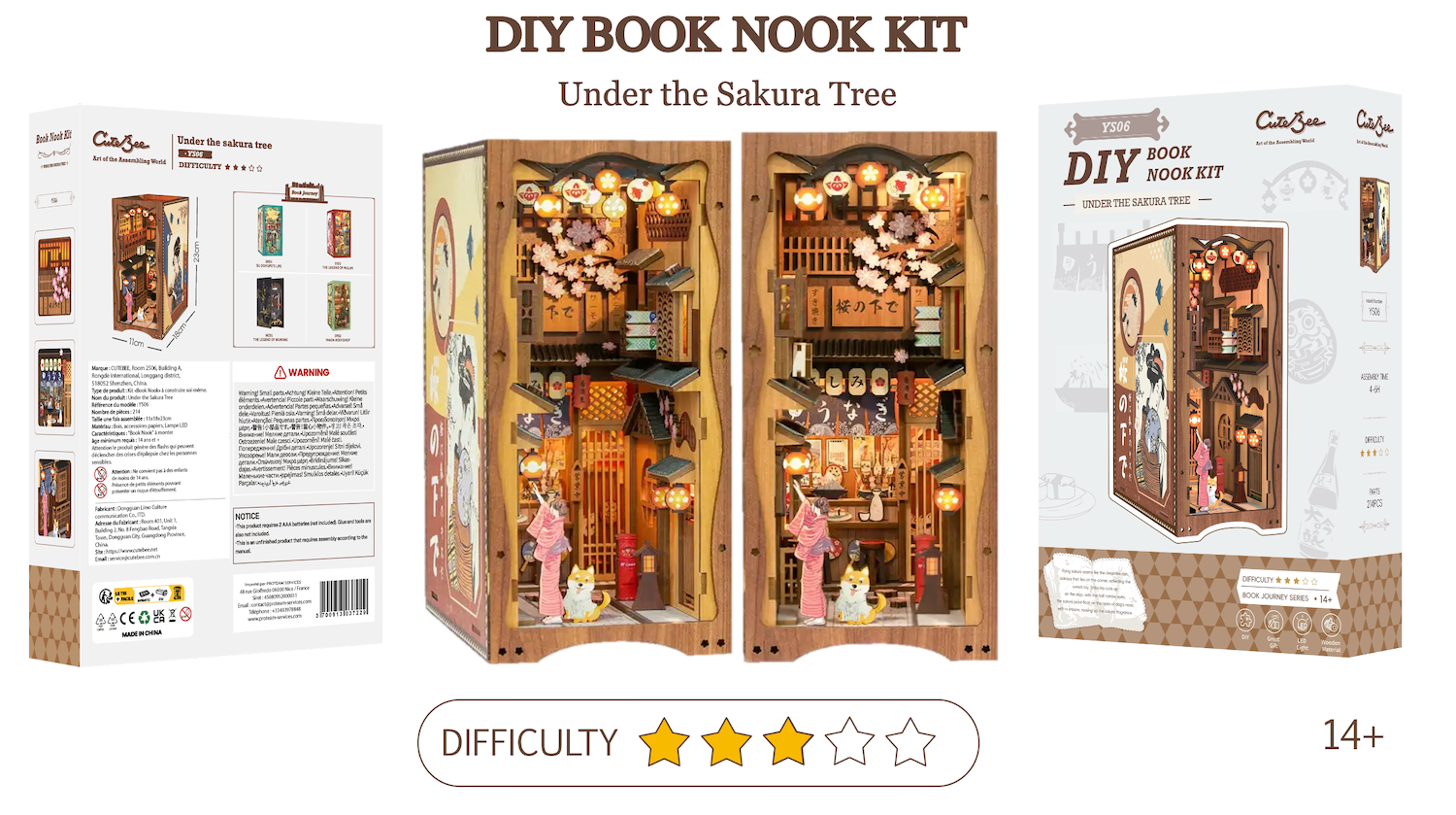 BOOK NOOK KIT - DIY - Under The Sakura Tree - 214pc + LED Light