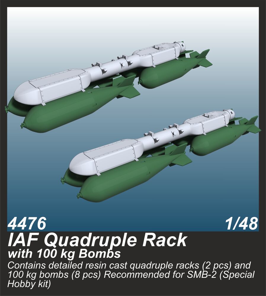 IAF Quadruple Rack with 100 kg Bombs  (2 pcs.) / for SMB-2, Sa��ar and Mirage III kits