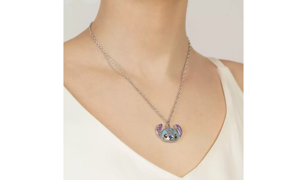 STITCH - Head - Collier avec Pendentif Serti de Pierres 16mm