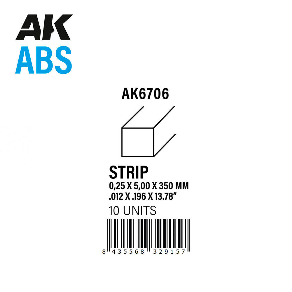 Strips 0.25 x 5.00 x 350mm - ABS STRIP