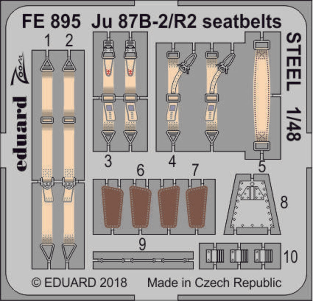 Ju 87B-2/R2 seatbelts STEEL for Airfix