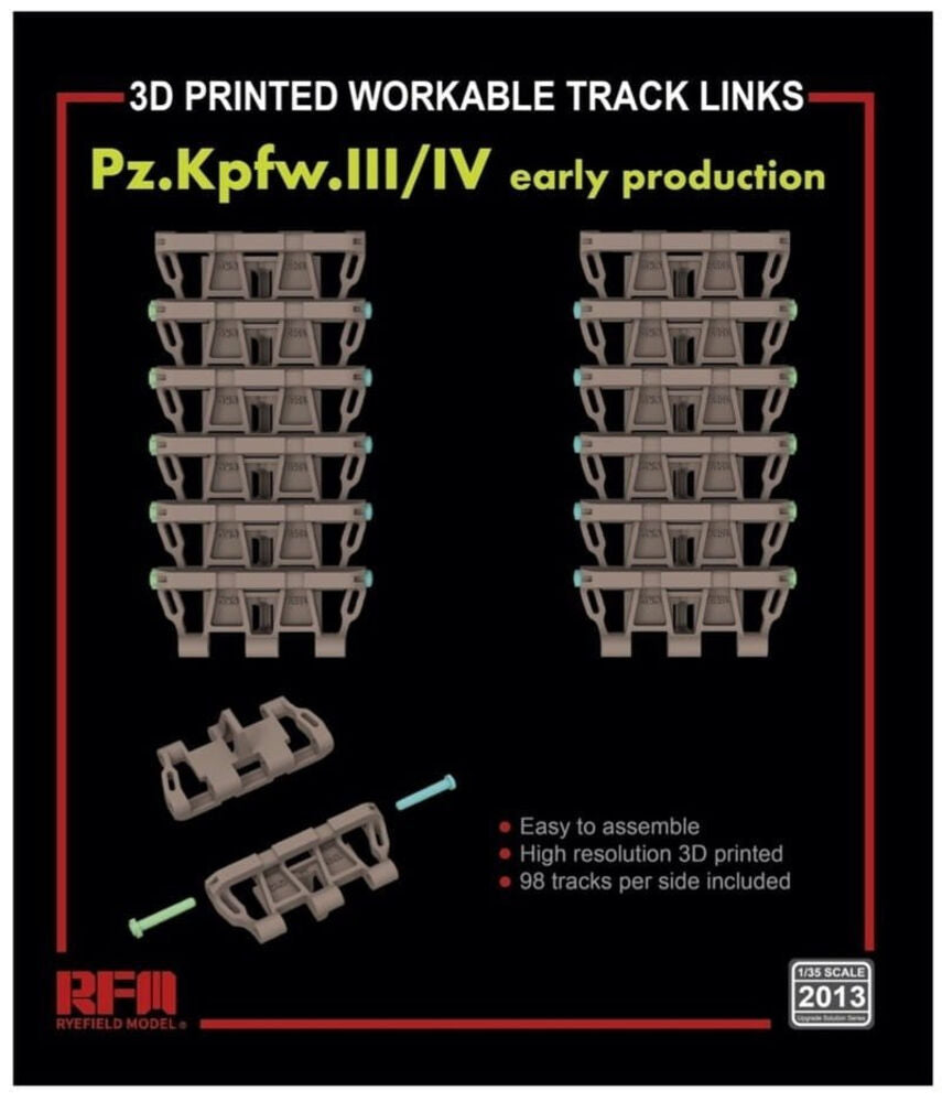 Workable track links for Pz. Kpfw. III /IV early production  (3D printed )