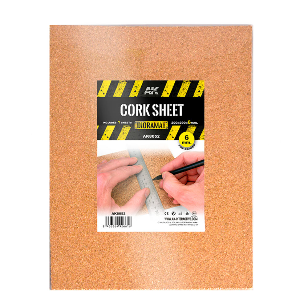 CORK SHEETS - FINE GRAINED / LAMINAS CORCHO - GRANO FINO - 200 x 290 x 6mm (1 SHEETS/LAMINAS)