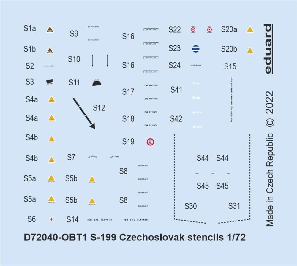 S-199 Czechoslovak stencils 1/72