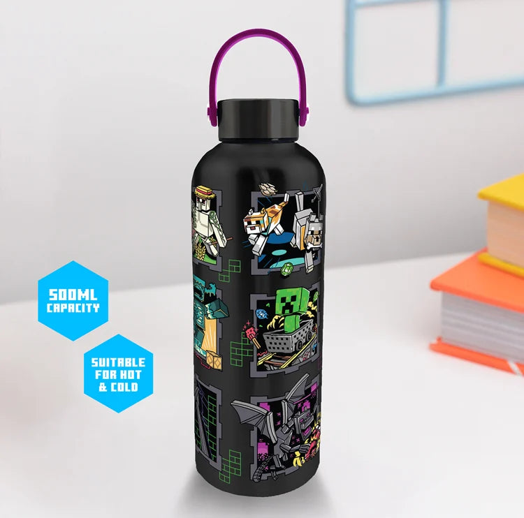 MINECRAFT - Mascots - Metal Water Bottle with Carry Loop - 500ml