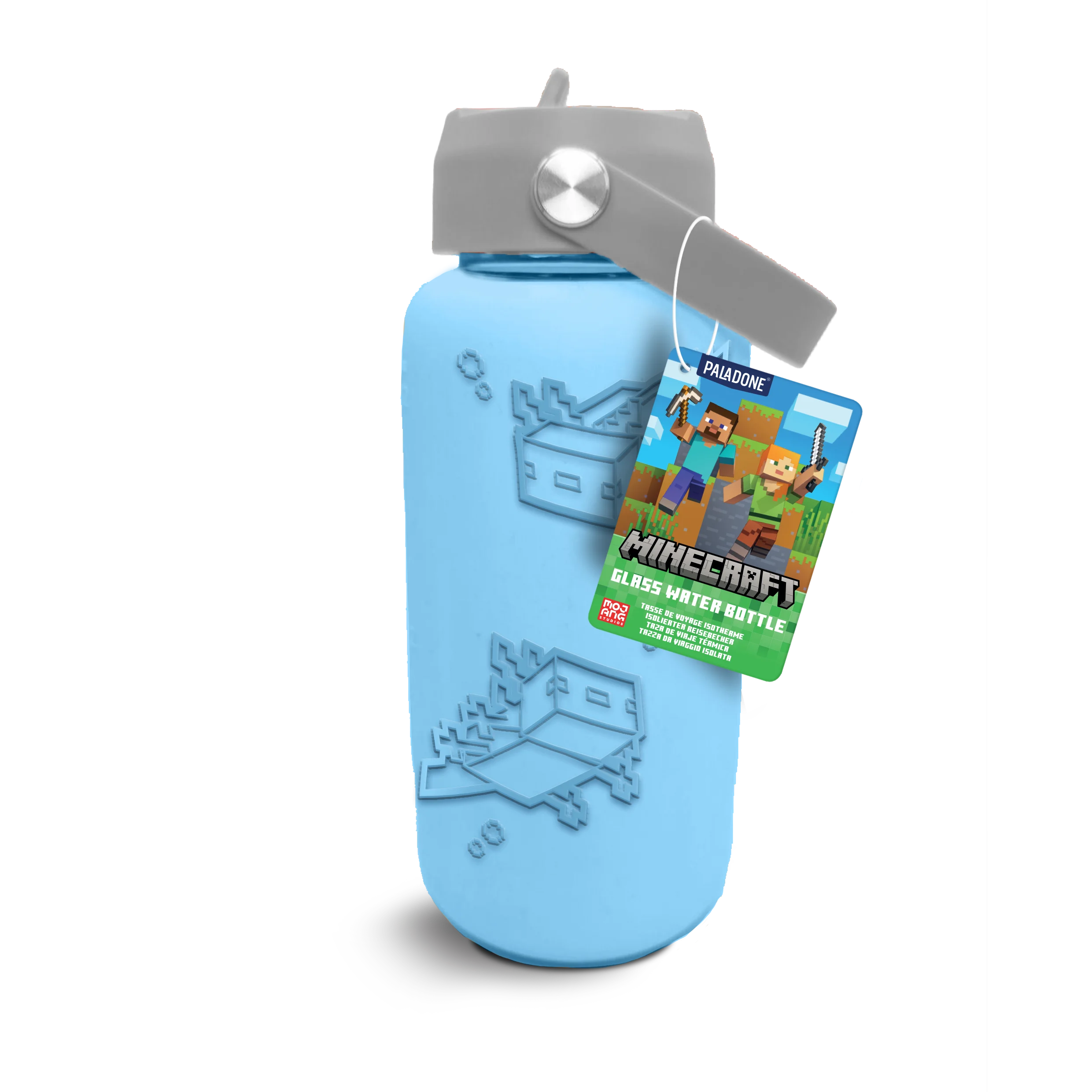 MINECRAFT - Glass Water Bottle with Silicon Sleeve 27oz