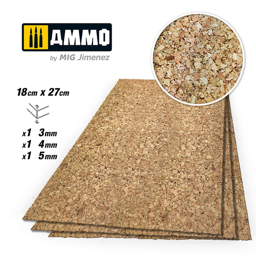 CREATE CORK Thick Grain Mix (3mm, 4mm and 5mm) - 1 pc. Each Size