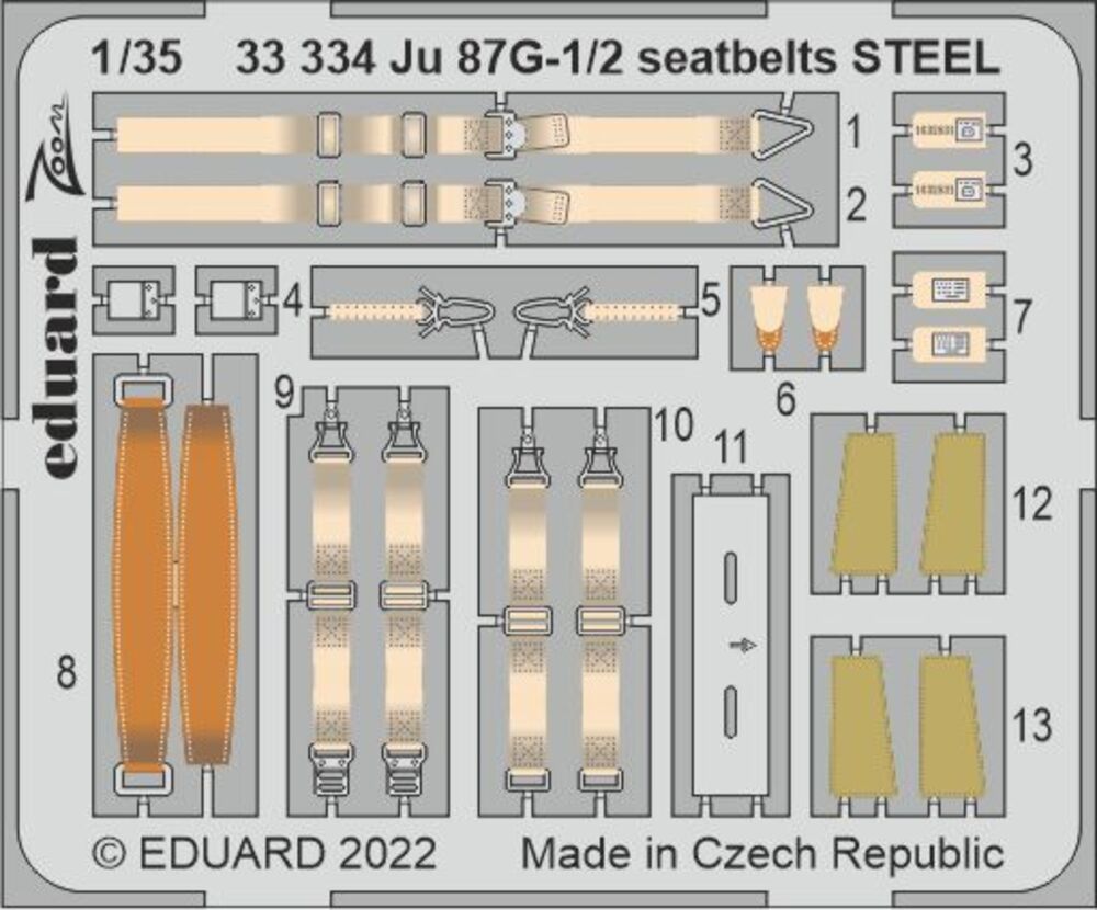 Ju 87G-1/2 seatbelts STEEL for BORDER MODEL