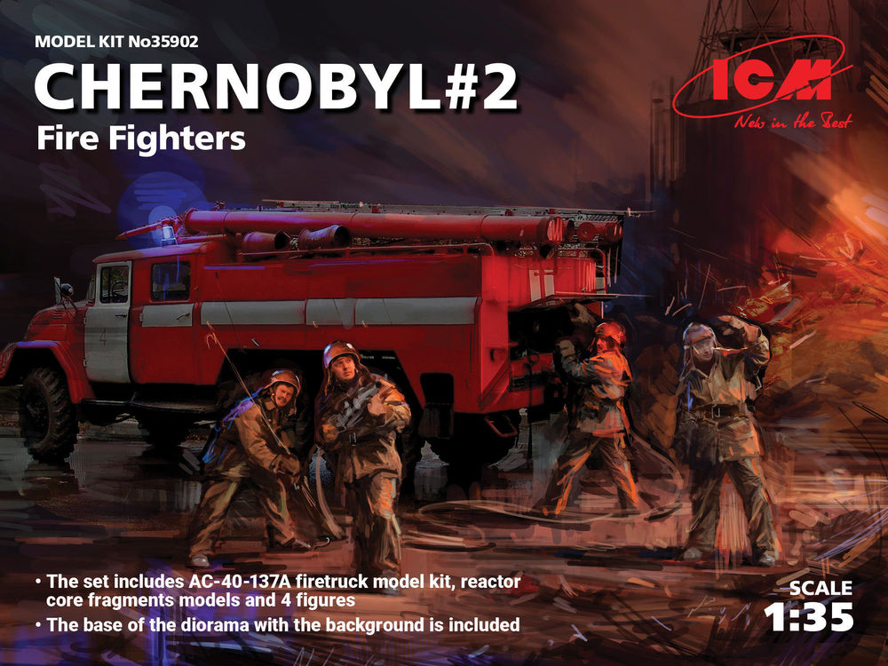 Chernobyl2. Fire Fighters(AC-40-137A firetruck&4figur&diora base w.backgrou