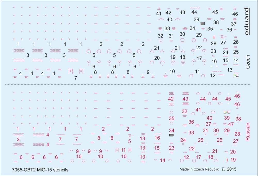 MiG-15/ MiG-15bis stencils for Eduard