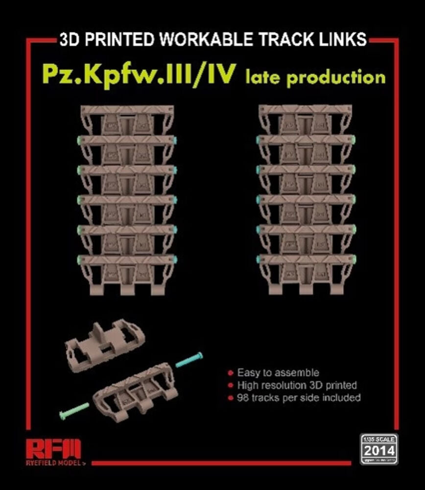 Workable track links for Pz. Kpfw. III /IV late production  (3D printed )