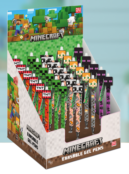 MINECRAFT - Head Topper Erasable Gel Pen (Display of 30 pcs)