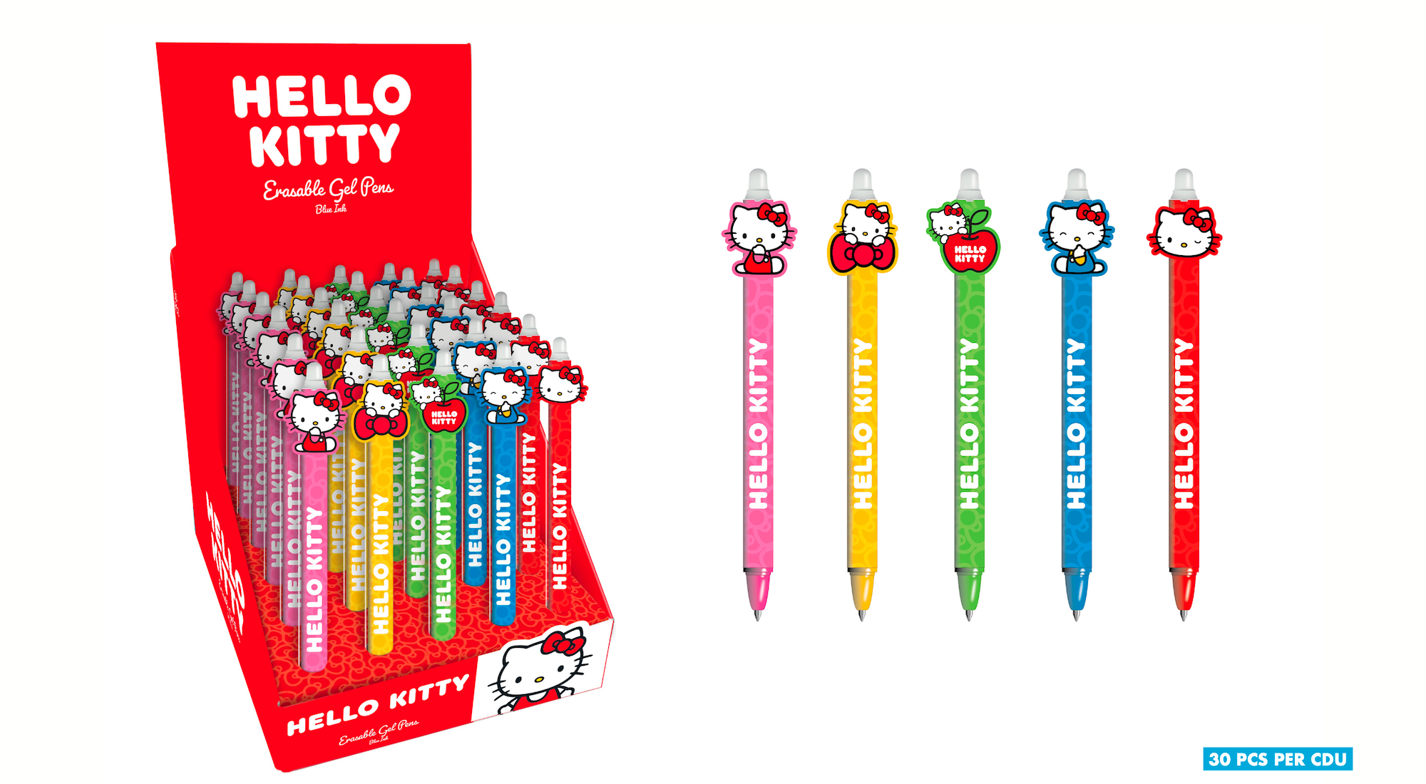 HELLO KITTY - Head Topper Erasable Gel Pen (Display of 30 pcs)
