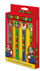 SUPER MARIO - 4 Head Topper Erasable Gel Pens