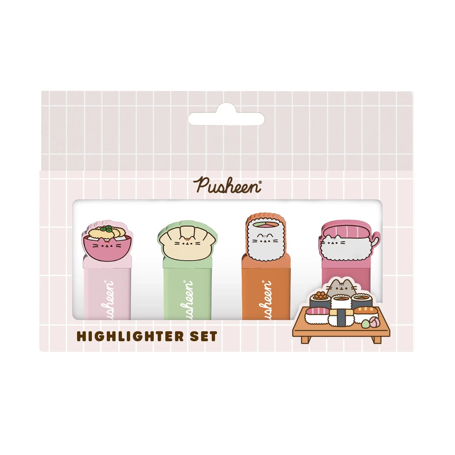 PUSHEEN - Sushi Roll - Pack of 4 mini Highlighters
