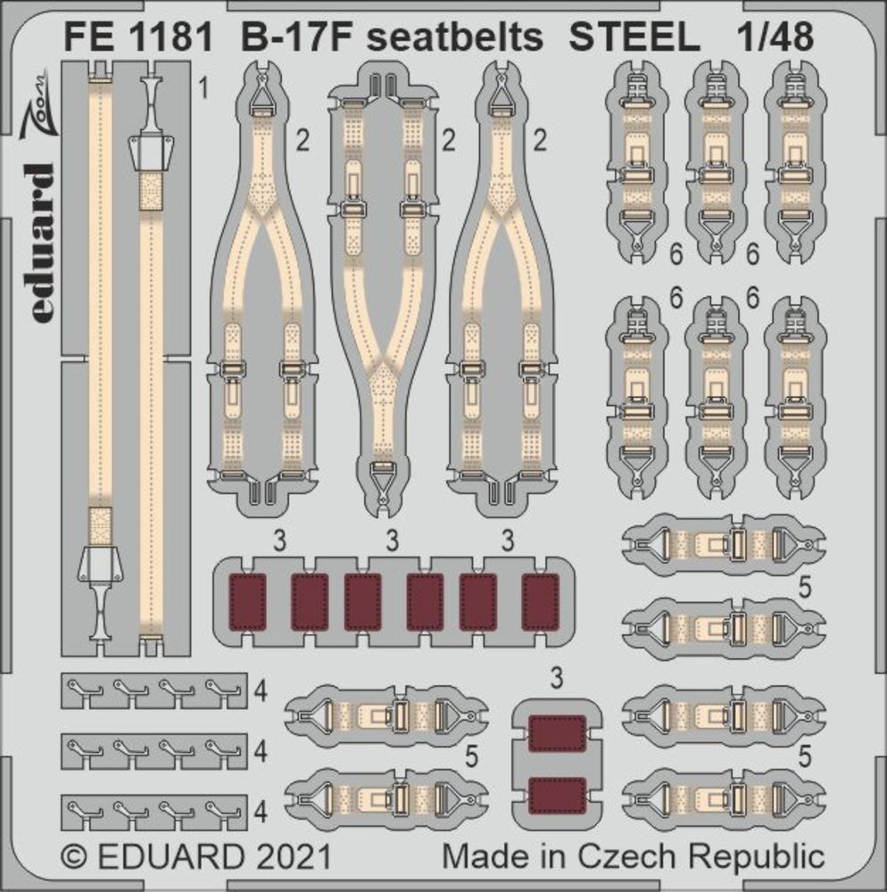 B-17F seatbelts STEEL 1/48 for HKM