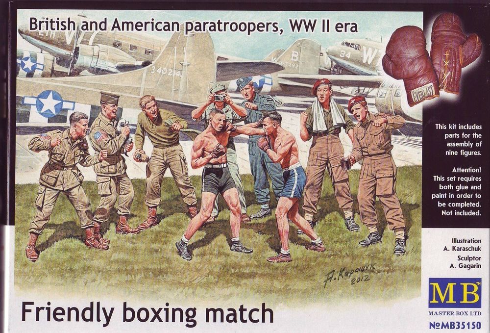 Friendly boxing match.Brit.+Amer.paratro