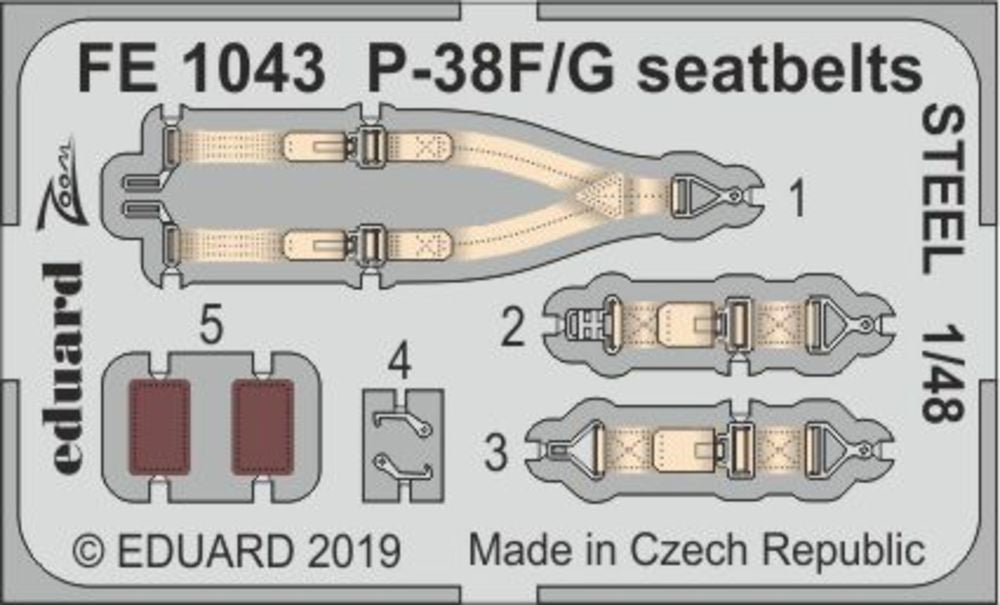 P-38F/G seatbelts STEEL for Tamiya