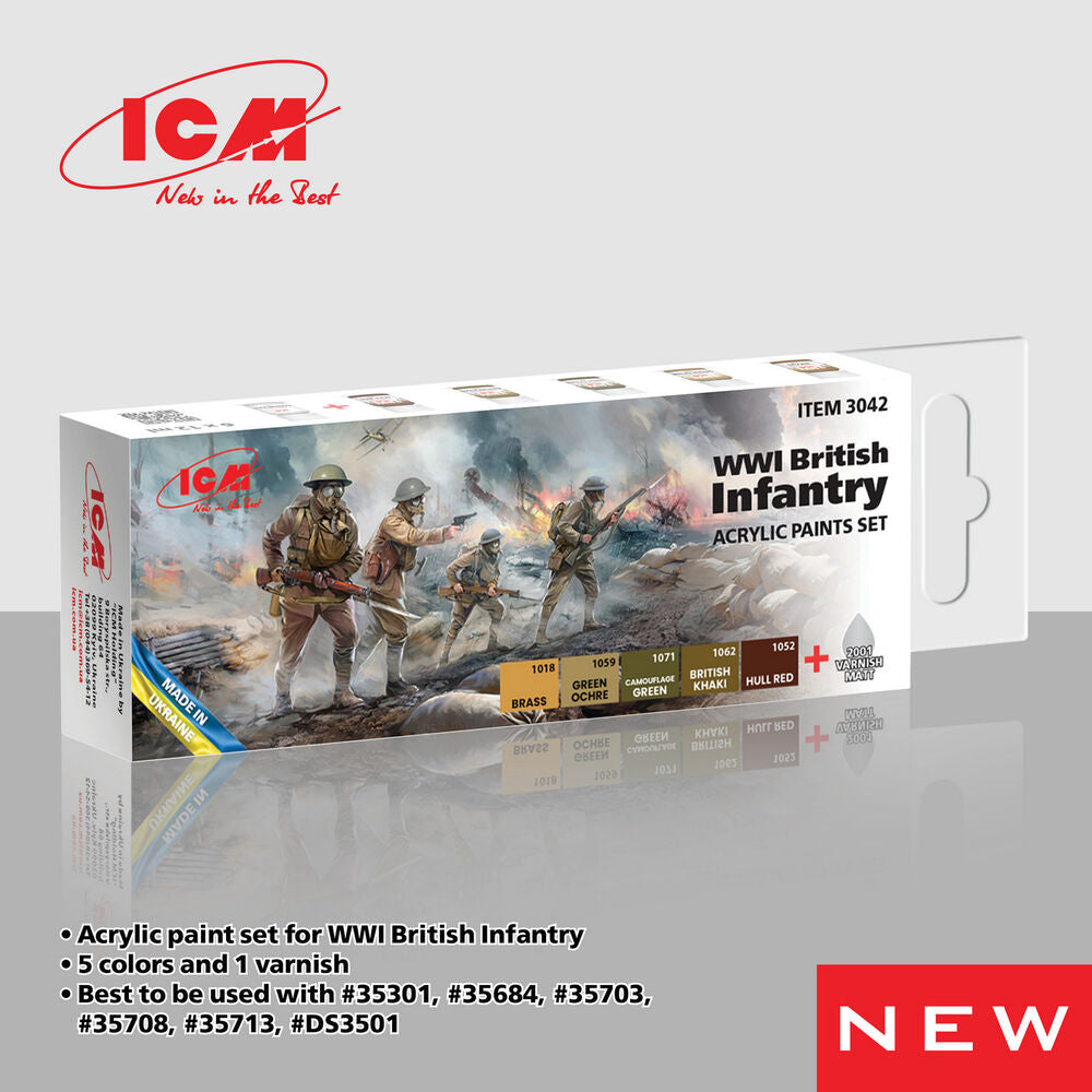 Acrylic paint set for WWI British infantry 6 x 12 ml