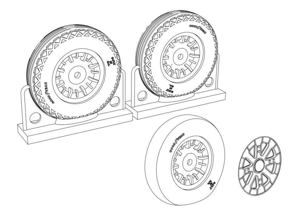 F4U Corsair Ribbed-Diamond Thread Wheels set