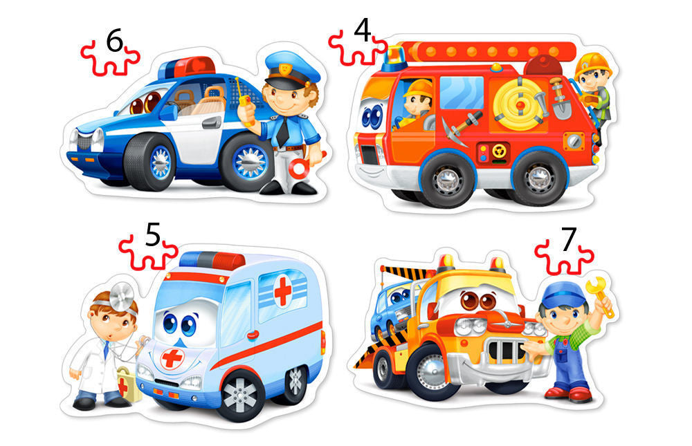 Rescue Services, 4x Puzzle (4+5+6+7)Teil