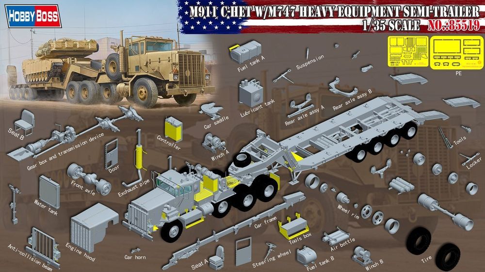 M911 C-HET w/m747 Heavy Equipment Semi- Trailer