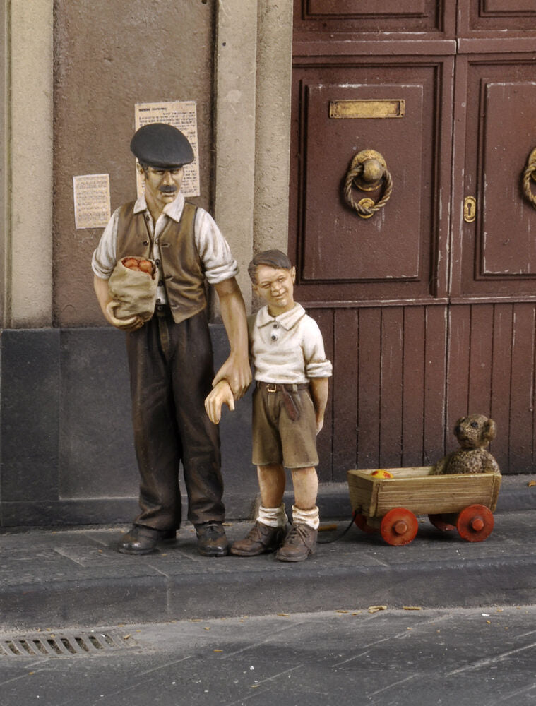 Civilian man with children-WWII