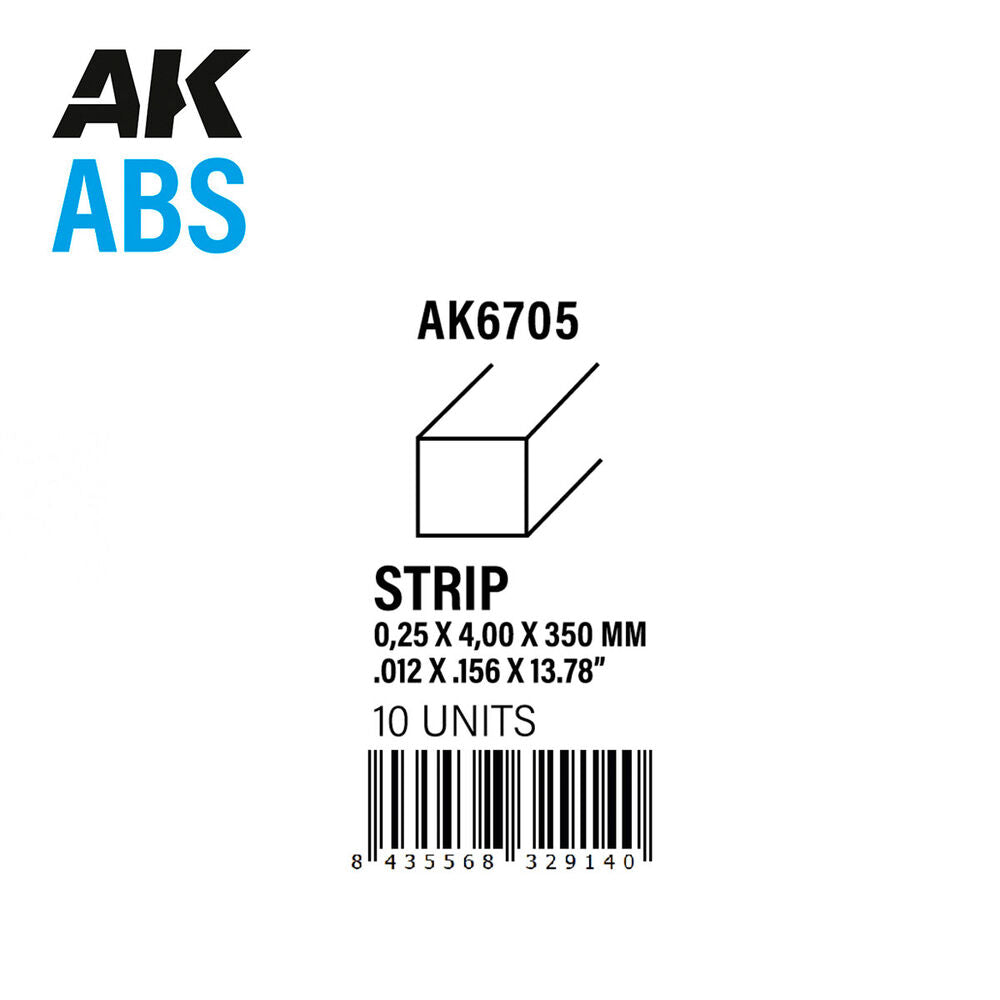 Strips 0.25 x 4.00 x 350mm - ABS STRIP