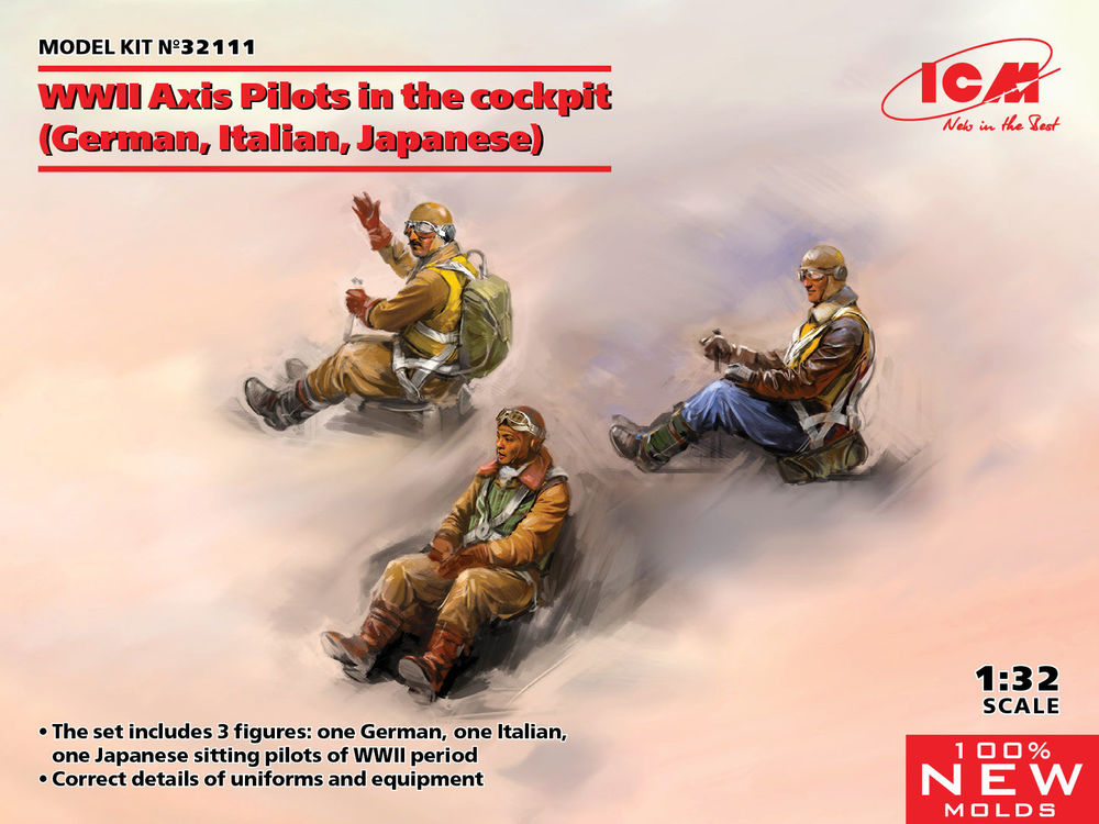 WWII Axis Pilots in the cockpit (German, Italian, Japanese) (100% new molds)