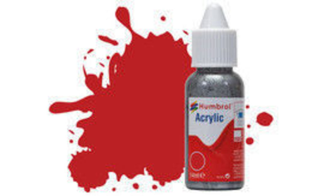 HUMBROL ACRYLIC DROPPER BOTTLE 14ML No 60 Scarlet - Matt