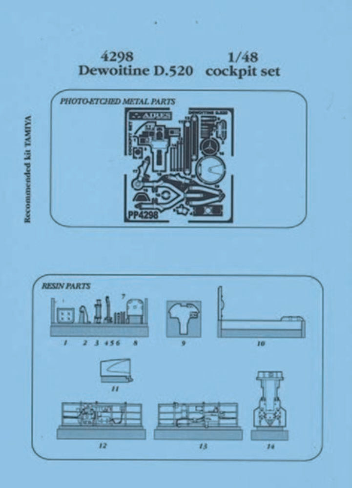 Dewoitine D.520 Cockpit Set f��r Tamiya Bausatz