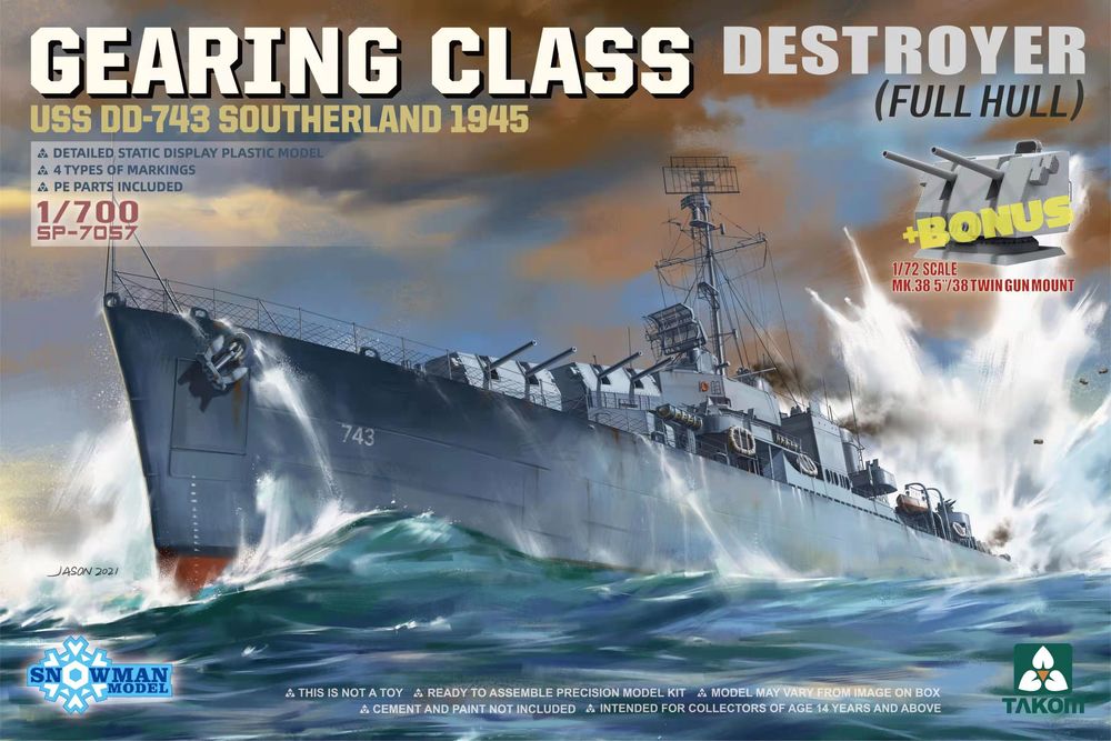 GEARING CLASS DESTROYER USS DD-743 SOUTHERLAND 1945 (FULL HULL)