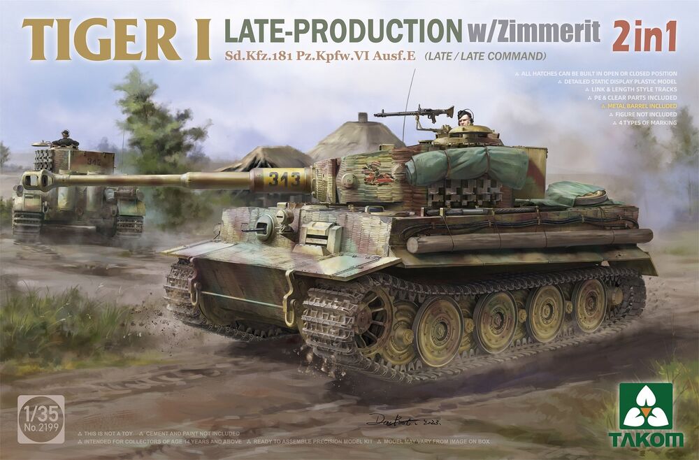 Tiger I Late-Production w/Zimmerit Sd.Kfz.181 Pz.Kpfw.VI Ausf.E Sd.Kfz.181 Pz.Kpfw.VI Ausf.E (Late/Late Command) 2 in 1