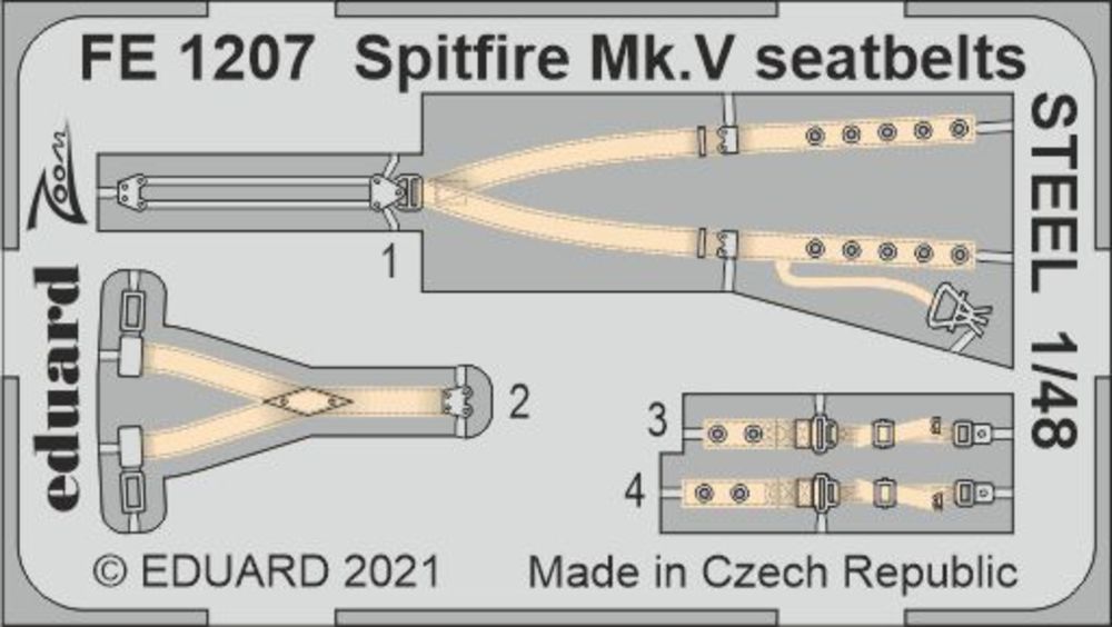 Spitfire Mk.V seatbelts STEEL 1/48 for EDUARD/SPECIAL HOBBY