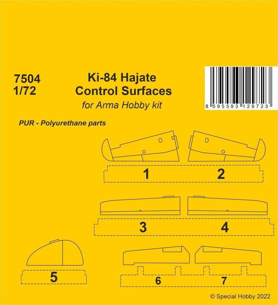 Ki-84 Hajate Control Surfaces 1/72�� / for Arma Hobby kits