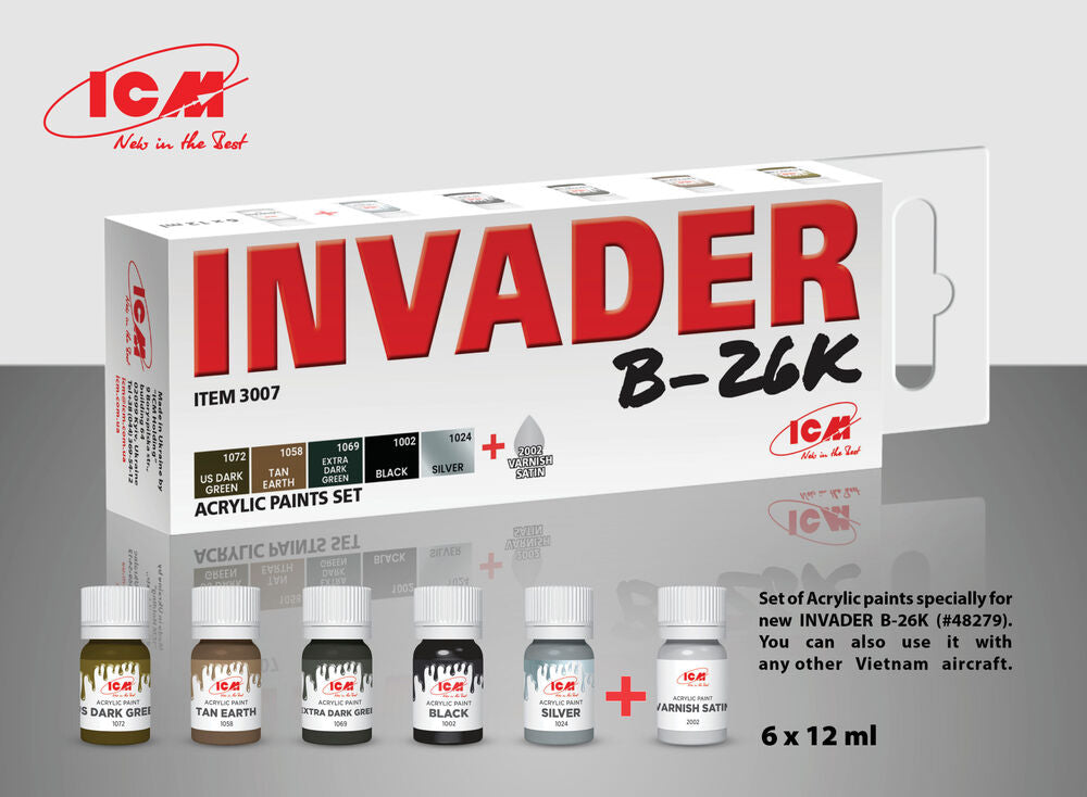 Acrylic paint set for Invader B-26K and other Vietnam aircraft 6 x12 ml