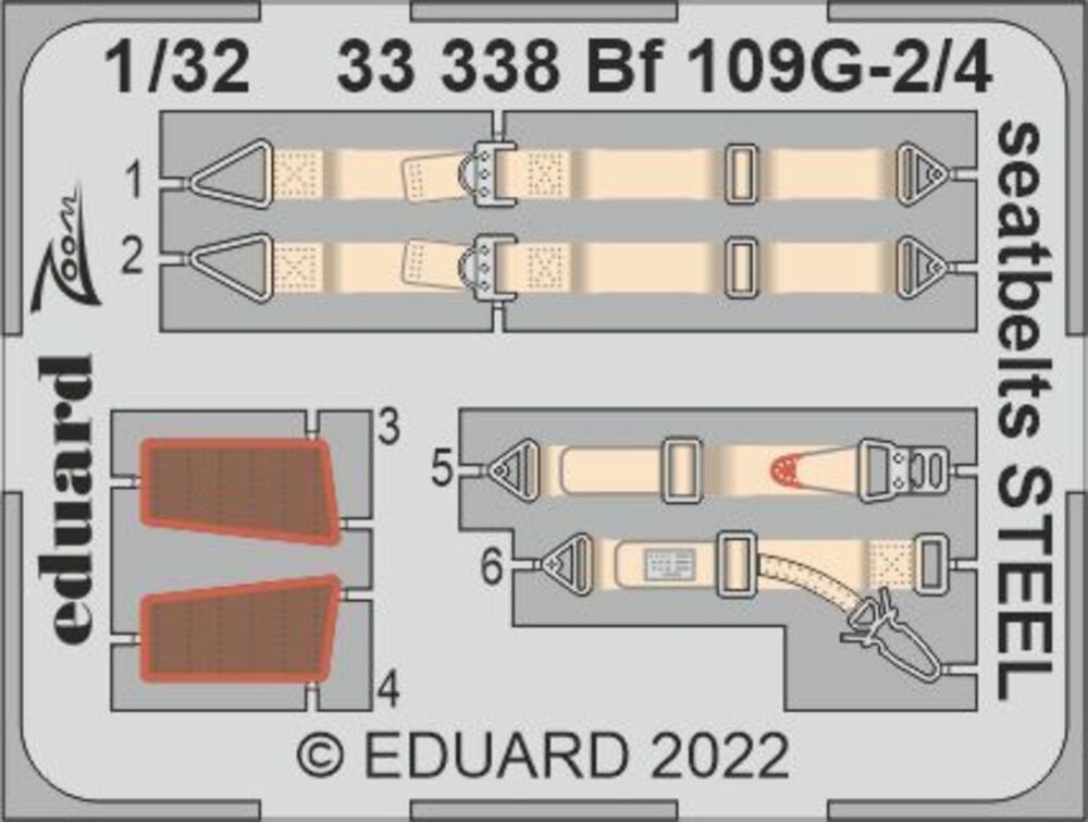 Bf 109G-2/4 seatbelts STEEL for REVELL